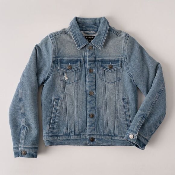 Boys Sherpa Lined Jean Denim Jacket  Chipotle Wash Medium 10  NWT Kidpik - Picture 7 of 8